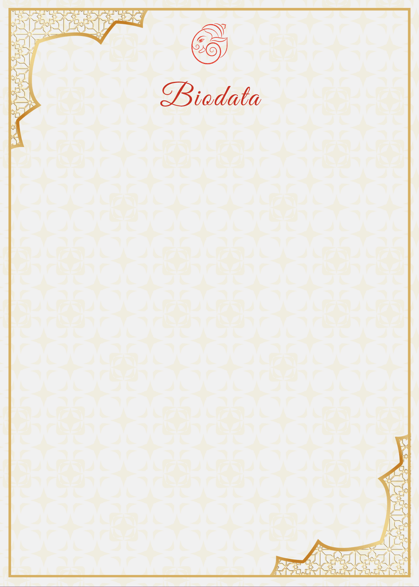 Ivory Classic matrimonial biodata template